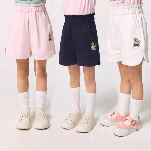 最大做到160！品质超好的！2025夏季新款时尚简约中大童卡通刺绣小熊花苞裤柔软舒适儿童五分裤 商品图0