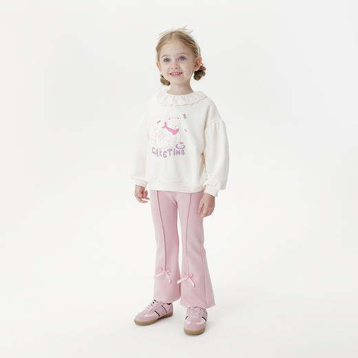 马克珍妮女童甜趣小羊花边领卫衣宝宝套头衫2025年秋装新品551182 商品图2