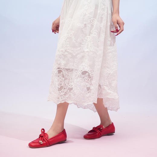 豪麟名鞋AGL女鞋乐福鞋羊皮革D834088红色 商品图2