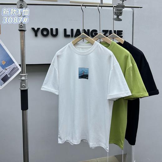 夏季创意印花圆领短袖T恤韩版简约男士宽松品质上衣   YLZ-B3087* 商品图0