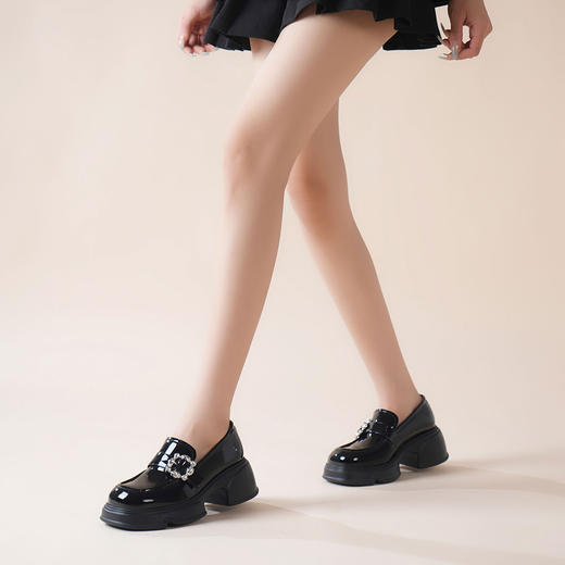 豪麟名鞋迪嘉女鞋乐福鞋牛移膜革DJHJA51WS005黑色 商品图1