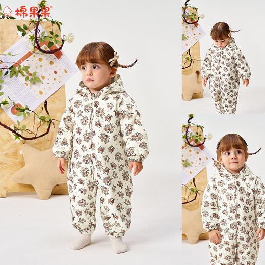 棉果果秋季新品女童米白色羽绒连体衣M322722925443 商品图0