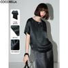 COCOBELLA[100%醋酸]奢感褶皱肌理垂坠凉感斜摆短袖T恤TS7055 商品缩略图0