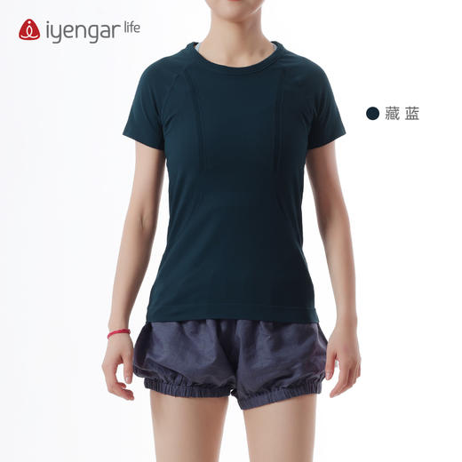 艾扬格 life C1206舒适习练瑜伽运动短袖T恤  简约大方弹力舒适精致编织提花 商品图3