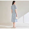 百媚生 夏季抗皱全棉印花蓝色帆船圆领长款连衣裙18830 商品缩略图2