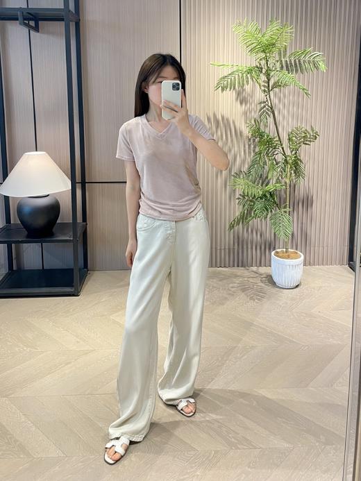 日本进口97%三醋酸褶皱V领瘦身T恤 商品图6