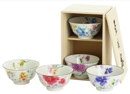 日本进口和蓝手绘陶瓷碗饭碗面碗餐具木盒套装乔迁礼物和蓝锦堂春2入深钵16*14*5.7cm五客杯250ml五入碗13*6.7cm 商品图6