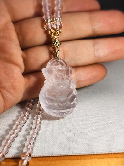 粉水晶钱袋子狐狸吊坠 商品图5