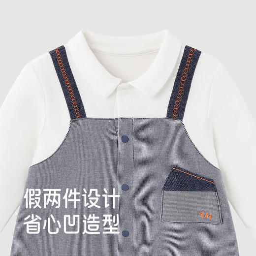 英氏婴儿衣服四季长袖男童假两件连身衣休闲户外小宝宝包屁衣新款 商品图3