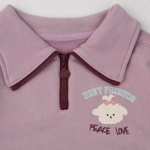 棉果果秋季新品女童风信紫大毛圈翻领卫衣M322180225410 商品图2