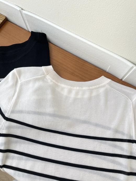（小眠专属）莱赛尔条纹圆领短袖T恤 商品图8