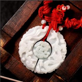 纯天然A货  翡翠龙凤子佩    &  翡翠雕刻师—万方玮大师设计&  权威机构检测证书，品质保障
