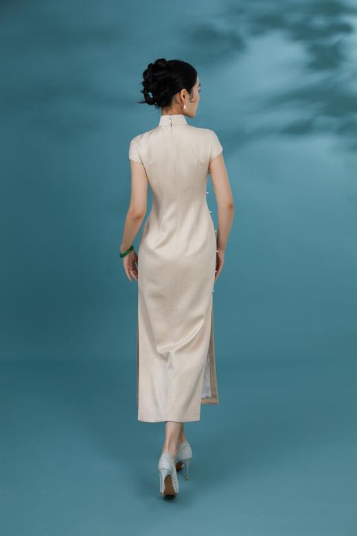 荷言HEYEN 燕婉 暗纹提花织银刺绣立领旗袍非遗胸针高级定制 商品图4