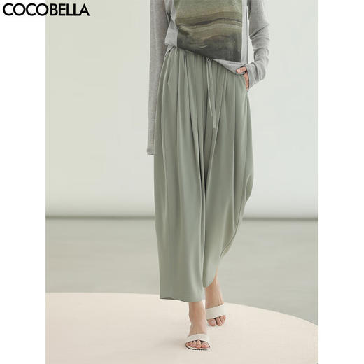 COCOBELLA[凉感]重工捏褶木耳腰休闲裤女大码奶奶裤PA3071-3 商品图0