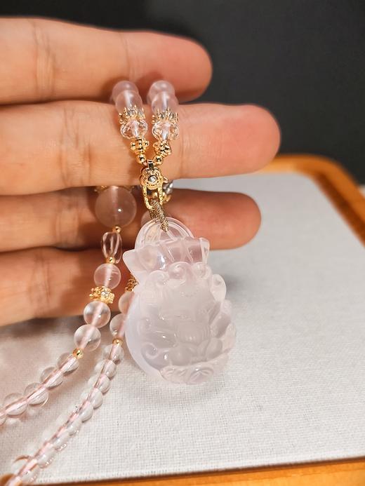 粉水晶钱袋子狐狸吊坠 商品图4