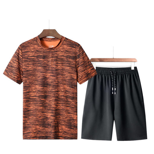 红览 夏季男宽松T恤跑步休闲短袖运动套装 商品图9