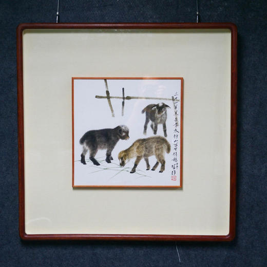 方楚雄《三羊开泰》国画原作33CM*33CM 手绘纸本精品[含框] 商品图6