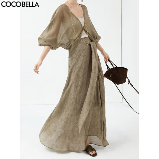 COCOBELLA新国风古法染色半身裙25夏不规则绑带长裙HS3031 商品图0
