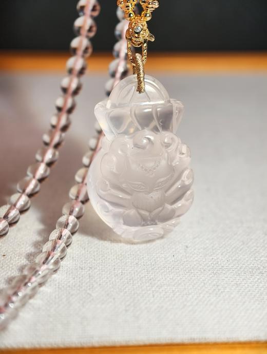 粉水晶钱袋子狐狸吊坠 商品图1