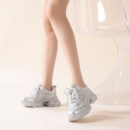 豪麟名鞋奥莱迪嘉女鞋时尚老爹鞋滴胶/牛皮革DJXXO51WX215银色  原价1660元 商品图2