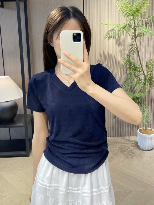 日本进口97%三醋酸褶皱V领瘦身T恤 商品图7