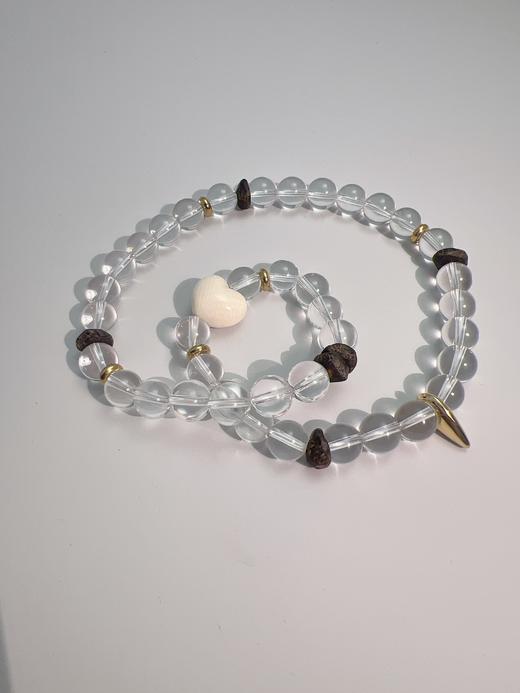 【普陀山】猛犸⽛13-14mm近净体⽩⽔晶奇楠沉⾹手串   净域守护 商品图3