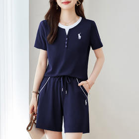 百媚生 休闲运动短袖短裤套装S92523052