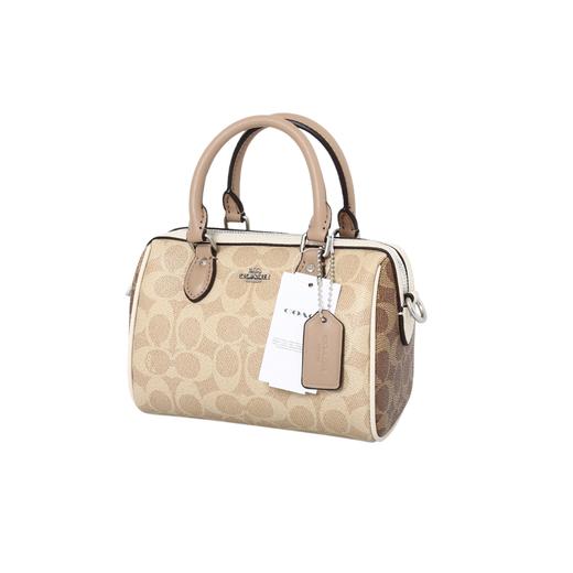 COACH蔻驰 Rowan 18 品牌徽标可拆卸肩带 PVC 波士顿包单肩斜挎手提包-小号女款-奶茶色！人生第一个轻奢包 商品图5