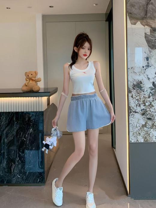 七夕福利-NO退-薄款弧形侧边牛仔软料短裤-喜出 商品图0