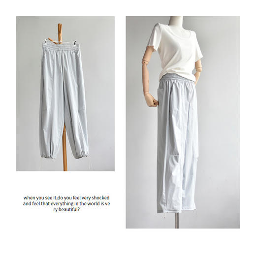 丁摩 【先锋防晒裤】夏锦纶速干两穿伞兵工装裤显瘦薄款直筒裤女5ZF-388 商品图7