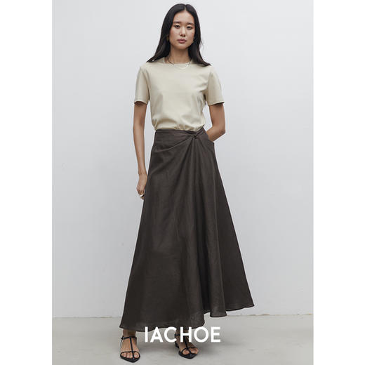 棉仓3531517016-IACHOEIACHOE前身一粒扣亚麻半身裙 商品图2