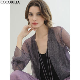 COCOBELLA银葱亮丝镂空针织衫女优雅浪漫遮阳小开衫LC606-3