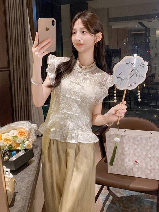 张心子【鎏金光影】气质国风新中式衬衫上衣 U2506008 商品图14