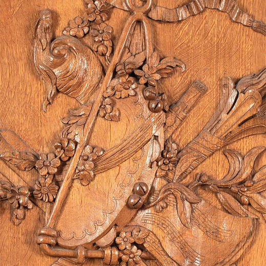 【已售】独角鹿西洋古董法国出品路易十五风格胜利乐章主题硬木精雕壁挂摆件 商品图3