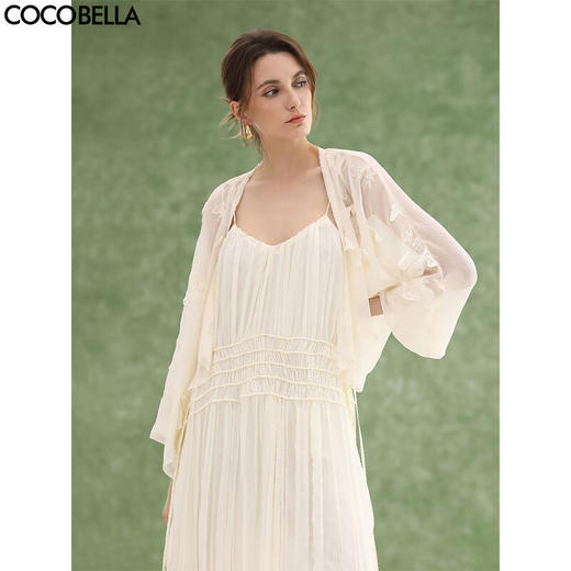 COCOBELLA立体蝴蝶贴布绣雪纺衫女夏轻盈灵动气质开衫LC3202 商品图0