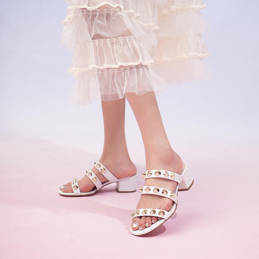 豪麟名鞋AGL女鞋凉拖羊皮革D680007白色 商品图2