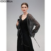 COCOBELLA银葱亮丝镂空微透视遮阳衫女通勤黑色小开衫LC606-2 商品缩略图0