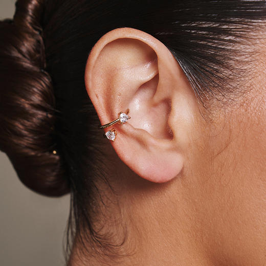 订购8周到｜Lili Claspe-Eraz-金色 双圈 锆石 耳夹［美国设计师］ 商品图3