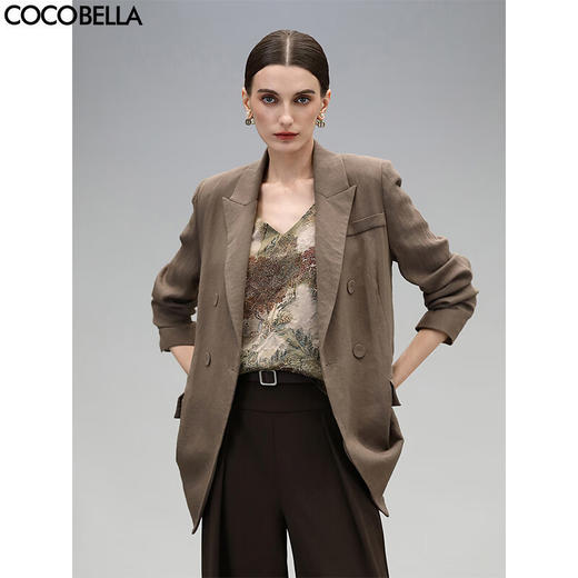 COCOBELLA商务休闲静奢西装女春夏棉麻风通勤西服外套SI0015 商品图0