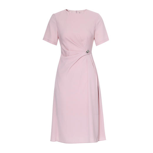 EITIE爱特爱气质圆领不对称压褶收腰A字显瘦连衣裙夏季新款连衣裙B2507678A 商品图5