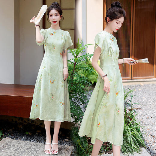 新款2025年夏季气质修身新中式改良旗袍LNS9631-1 商品图1