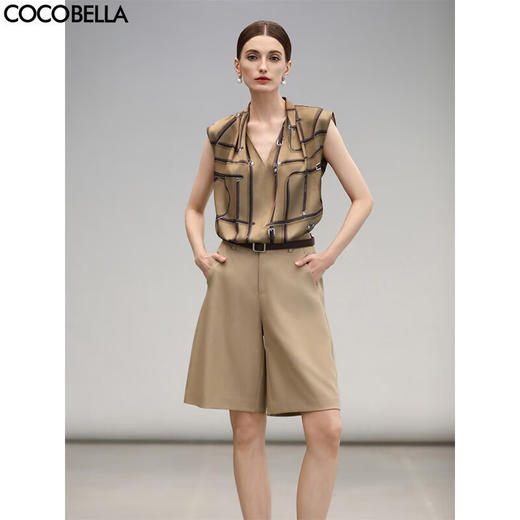 COCOBELLA商务通勤挺括五分休闲裤高腰直筒西服短裤SO3047-2 商品图0