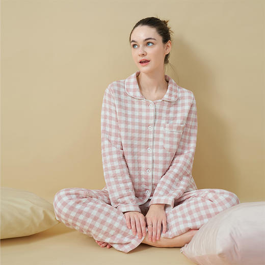 康妮雅女式长袖长裤开襟套装 商品图0