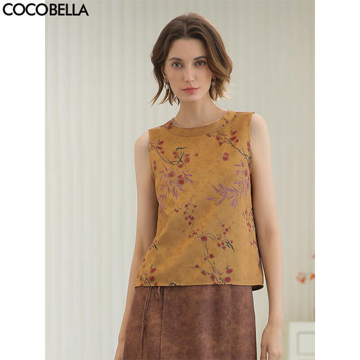 COCOBELLA[双面穿]仿香云纱新中式无袖衬衫夏国风上衣VT3020 商品图0