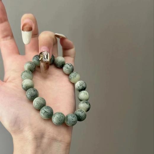 【敦煌六字真言菩提手串】敦煌福泽小众雕刻六字真言  绿飘花菩提子手串文玩佛珠 商品图6