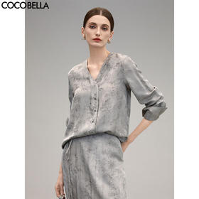 COCOBELLA新中式人丝提花炒色衬衫女丝光质感国风衬衣SR0028-2