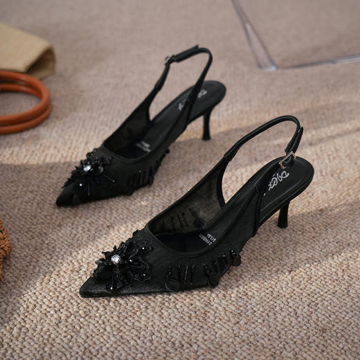 豪麟名鞋奥莱迪嘉女鞋半凉鞋织物DJJPA51WB011黑色  原价1660元 商品图2