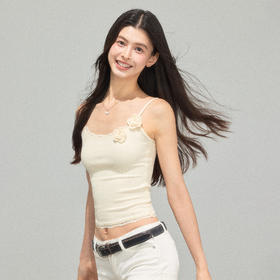 Ariseism 美式复古设计感蕾丝花朵吊带背心女夏季新款修身上衣