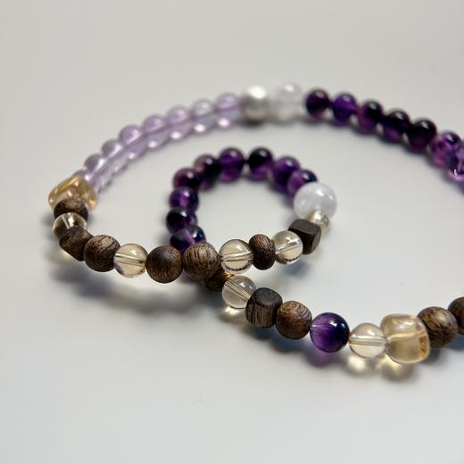 【普陀山】设计款紫超七水晶沉⾹手串  ⼼宁-流光双圈 商品图2