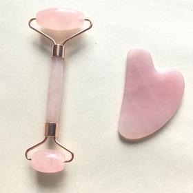 粉水晶按摩仪 水晶按摩板 刮痧板按摩脸部美容棒确保天然无注胶～